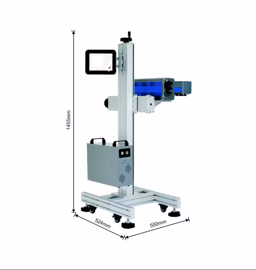 Máquina automática de marcação a laser CO2 voadora para recipientes de medicamentos/alimentos